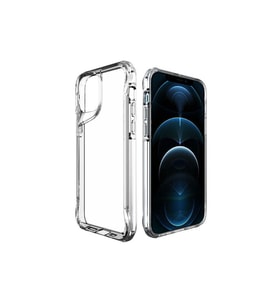 Apple iPhone 12 Pro Max Kılıf Eğimli Kamera Dizayn Sert Şeffaf Silikon (Koyu Mor)
