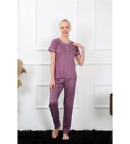 Akbeniz Kadın Mürdüm Kısa Kol Pijama Takım 20388