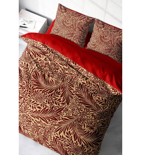 Red Leaf 3d Pamuk Saten Çift Kişilik Nevresim Takımı