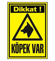 Dikkat Köpek Var Uyarı Levhası A4 Pvc 21x30cm (Çok Renkli)