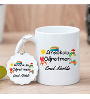 Anaokulu Öğretmeni Kupa Bardak ve Anahtarlık Hediye Seti (Model 1)