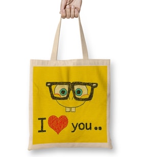 Sünger Bob Sponge Bob 08 Bez Çanta Uzun Saplı