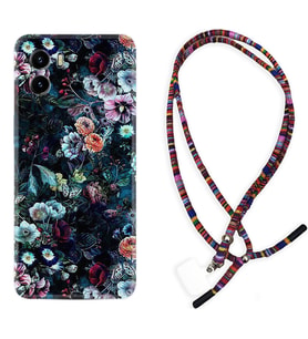 Vivo Y15S Y32 Y33S Y51 Y53S Kılıf Boyun Asklı Rasta Silikon Great Flowers 1304