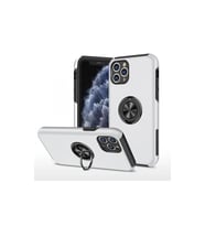 Apple iPhone 11 Pro Max Kılıf Elit Yüzüklü Kapak - Gümüş