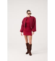 Crop Kesim Vatkalı Parker Bomber Ceket Kahve (Bordo)