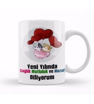 Yılbaşı Yeni Yıl Konseptli Mutlu Yıllar Hediye 08 Kupa Bardak Porselen