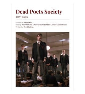 Dead Poets Society (1989) Peter Weir Movie Tablo Ahşap Poster Dekoratif