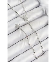 Mey İthalat® Pirinç Zirkon Taşlı Ezme Zincirli Kutup Yıldızı Model Gümüş Renk Y Kolye