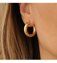 HALKA BORU KÜPE SADE MODEL GOLD VE GÜMÜŞ RENK 925 AYAR GÜMÜŞ KÜPE (Gold)