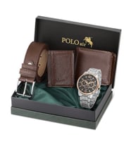 Polo Air Erkek Kol Saati Cüzdan Kemer Kartlık Klasik Kombin PL-0851E (Kahverengi)