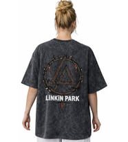 Linkin Park Rock Metal Müzik Grubu Sırt Baskılı Unisex Oversize Vintage Yıkamalı Tişört