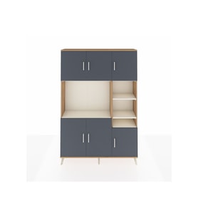 Arges Dolap 10 Raflı 6 Kapaklı 132x30x195 Çam-Antrasit/Aytaşı