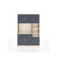 Arges Dolap 10 Raflı 6 Kapaklı 132x30x195 Çam-Antrasit/Aytaşı