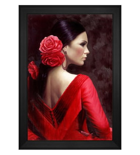 Kadın Motifli Kanvas Tablo 80 x 110 cm Siyah Çerçeve