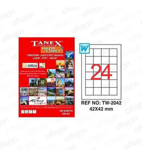 Tanex TW-2042, 42x42 mm Laser Etiket Ücretsiz Kargo