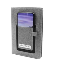 Kişiye Özel Anahtarlık & Telefon Cepli Gri Defter & Roller Kalem