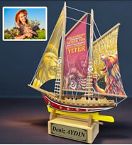 Kişiye Özel Ahşap Gemi Maketi ve Size Özel Fotoğraflı Hediye Seti (Model 1)