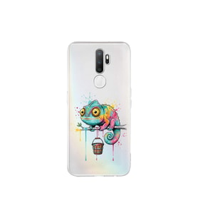Oppo A9 2020 ile Uyumlu Splash Bukalemun Tasarımlı Şeffaf Silikon Kılıf