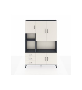 Arges Gardrop 9 Raflı 3 Çekmeceli 5 Kapaklı 132x30x195 Antrasit-Aytaşı