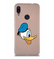Xiaomi Redmi Note 7 Pro Soft Premier Kapak Donald Duck-F Tasarımlı Silikon Kılıf - Pudra (Şeffaf)