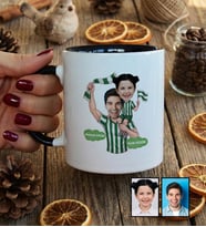 Kişiye Özel Karikatürlü Yeşil Beyaz Baba Kız Kupa Bardak Babalar Günü Hediyesi