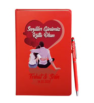 Sevgililer Gününe Özel Kırmızı Defter Kalem Hediye Seti 1