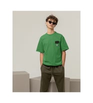 Drip Panda Baskılı Oversize Erkek Tişört (Haki)