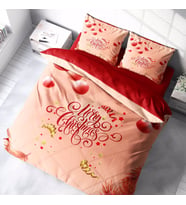 Monohome Yılbaşı Merry Christmas Çift Kişilik 3D Nevresim Takımı Pamuk Saten (Çok Renkli)