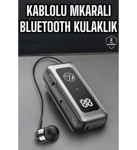Kablolu Bluetooth Kulaklık Kulak İçi Stereo Mikrofonlu Dijital Göstergeli