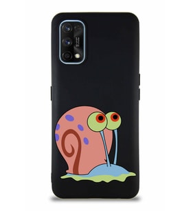 Realme 7 Pro Soft Premier Kapak Salyangoz Gary Tasarımlı Silikon Kılıf - Siyah (Şeffaf)