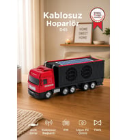 Torima Bluetooth Hoparlör Güneş Enerjili Tır Tasarımlı FM USB AUX Speaker D45 Kırmızı