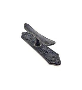 Antika Tarz Dekoratif Pirinç Çiçekli Pencere Kolu - 165x38 mm, Oksit