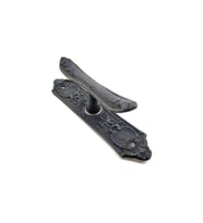 Antika Tarz Dekoratif Pirinç Çiçekli Pencere Kolu - 165x38 mm, Oksit