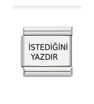 italyan çelik bileklik charmı lazer baskı fmaccesories (Çok Renkli)