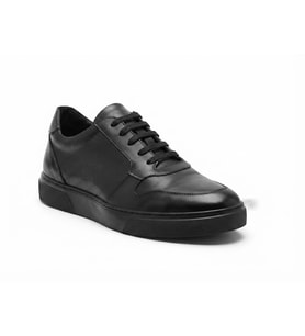 Growish GD0134 Hakiki Deri Büyük Numara 45 46 47 Numara Güçlü EVA Taban Ekonomik Siyah Günlük Sneaker Erkek Ayakkabı