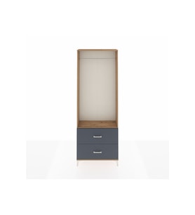 Arges Dolap Tek Raflı 2 Çekmeceli Tek Askılı 88x30x243 Çam-Antrasit