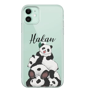 Apple Pandas Tasarımlı Şeffaf Telefon Kılıfı