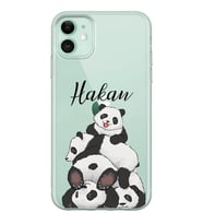 Apple Pandas Tasarımlı Şeffaf Telefon Kılıfı