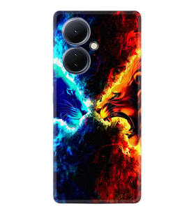 Vivo V29 Lite Kılıf Silikon Desen Özel Seri Red Blue Leon 1714