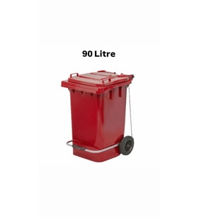 ELCY 90 Litre Tıbbi Atık Plastik Pedallı Çöp Konteyneri Kırmızı Isıya Karşı Dayanıklı