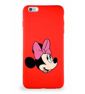 Apple iPhone 6S Plus Soft Premier Kapak Minnie Mouse-A Tasarımlı Silikon Kılıf - Kırmızı (Şeffaf)
