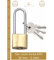 #AsmaKilit Yüksek Güvenlikli Çelik Gövde Korozyona Dayanıklı Profesyonel Sarı Uzun Asma Kilit 32 mm
