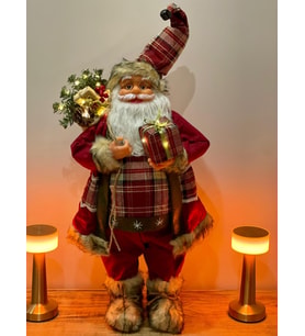 2025 Yeni Yıl Hediyesi Dekoratif Işıklı Noel Baba Yılbaşı Çalı Çırpı Toplamış Noel Baba, 65-70cm