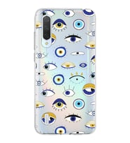 PrintiFy Xiaomi Mi 9 Lite ile Uyumlu 1mm Slim Fit Nazar Boncuğu 2 Baskılı Şeffaf  Kılıf