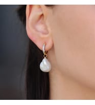 Barok İnci Gold Gümüş Küpe