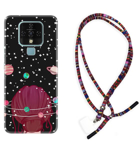 Tecno Camon 16 18P Pova Kılıf Boyun Asklı Rasta Silikon Space Woman 1311