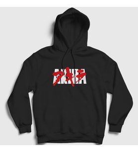 Presmono Unisex Beyaz Logo Anime Movie Film Akira Kapüşonlu Sweatshirt 453653tt (Siyah)