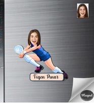 Kişiye Özel Voleybolcu Kadın Ahşap Magnet -1