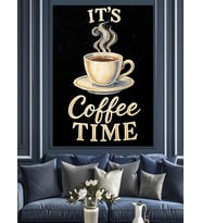 It'S Coffee Time Yazısı Dekoratif Kanvas - Mdf Ahşap Tablo