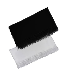 Mim Eşarp - Enba Şifon İğne Oyalı Şal Namaz ve Mevlüt Örtüsü 60x150 cm 2 Adet Tek Fiyat (Siyah - Beyaz)